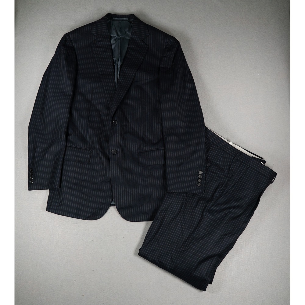 Sartoria Castangia Men's Suit 42R 52 IT Navy Blue Pinstripe Wool Made in Italy